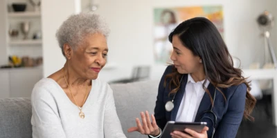 Counsellor speaking with patient